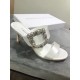 Manolo Blahnik White Gable Jewel 75mm Sandals