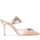 Manolo Blahnik Lurum 90mm Mules In Nude Satin With Crystal