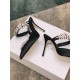 Manolo Blahnik Lurum 90mm Mules In Black Satin With Crystal