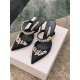 Manolo Blahnik Lurum 90mm Mules In Black Satin With Crystal