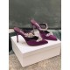 Manolo Blahnik Lurum 90mm Mules In Purple Satin With Crystal