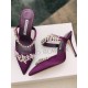 Manolo Blahnik Lurum 90mm Mules In Purple Satin With Crystal