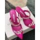 Manolo Blahnik Lurum 90mm Mules In Rose Satin With Crystal