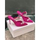 Manolo Blahnik Lurum 90mm Mules In Rose Satin With Crystal