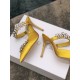 Manolo Blahnik Lurum 90mm Mules In Yellow Satin With Crystal