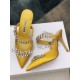 Manolo Blahnik Lurum 90mm Mules In Yellow Satin With Crystal