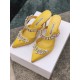 Manolo Blahnik Lurum 90mm Mules In Yellow Satin With Crystal