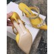 Manolo Blahnik Lurum 90mm Mules In Yellow Satin With Crystal