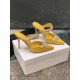 Manolo Blahnik Lurum 90mm Mules In Yellow Satin With Crystal