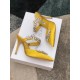 Manolo Blahnik Lurum 90mm Mules In Yellow Satin With Crystal