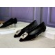 Manolo Blahnik Hangisi Flats In Black Velvet with Crystal Buckle