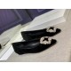 Manolo Blahnik Hangisi Flats In Black Velvet with Crystal Buckle