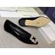 Manolo Blahnik Hangisi Flats In Black Velvet with Crystal Buckle