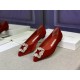 Manolo Blahnik Hangisi Flats In Red Velvet with Crystal Buckle