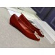 Manolo Blahnik Hangisi Flats In Red Velvet with Crystal Buckle