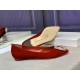 Manolo Blahnik Hangisi Flats In Red Velvet with Crystal Buckle