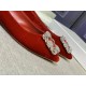 Manolo Blahnik Hangisi Flats In Red Velvet with Crystal Buckle