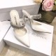 Manolo Blahnik Lutara Crystal 90mm Mules In White Satin