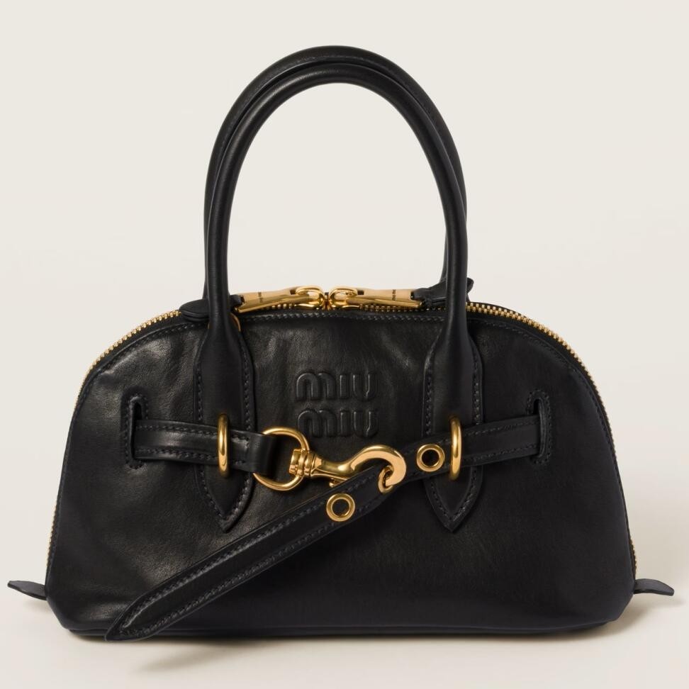 Miu Miu Aventure Small Top-handle Bag in Black Nappa Leather