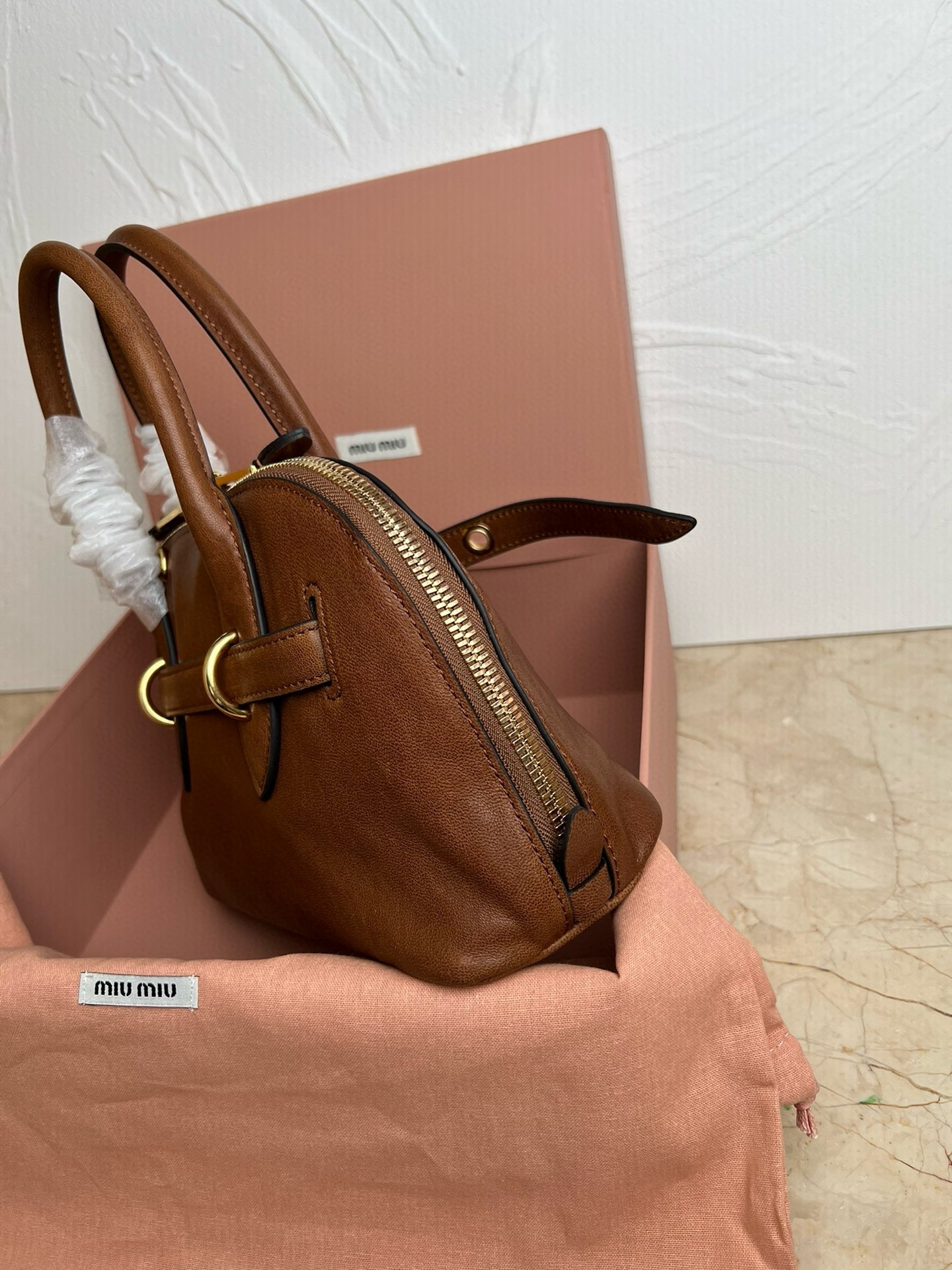 Miu Miu Aventure Small Top-handle Bag in Brown Nappa Leather