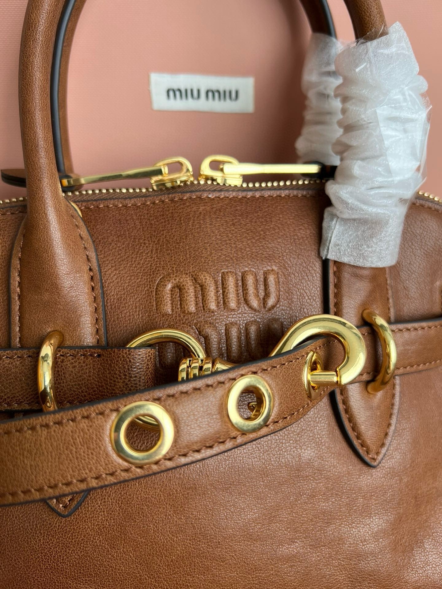 Miu Miu Aventure Small Top-handle Bag in Brown Nappa Leather