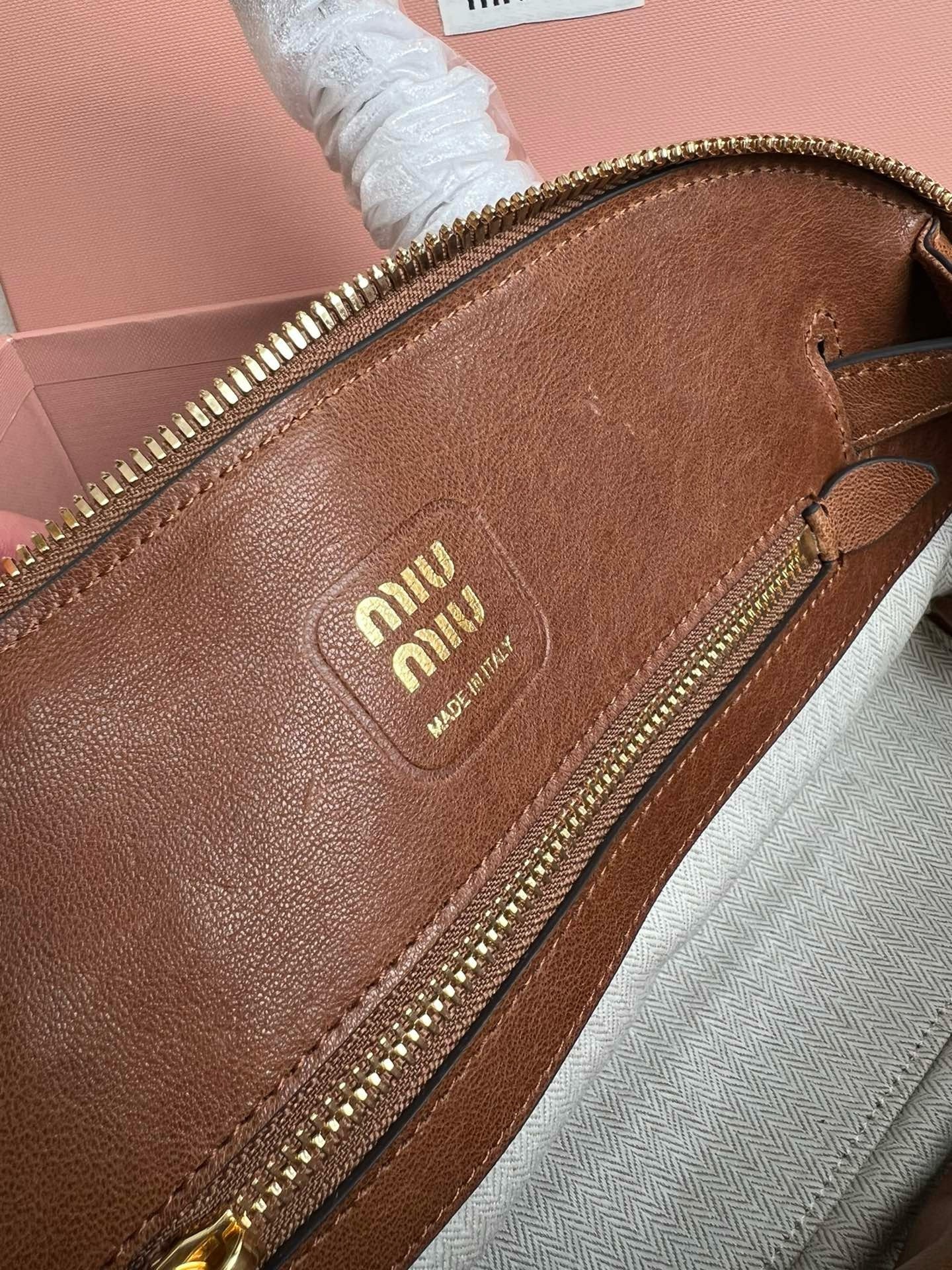 Miu Miu Aventure Small Top-handle Bag in Brown Nappa Leather