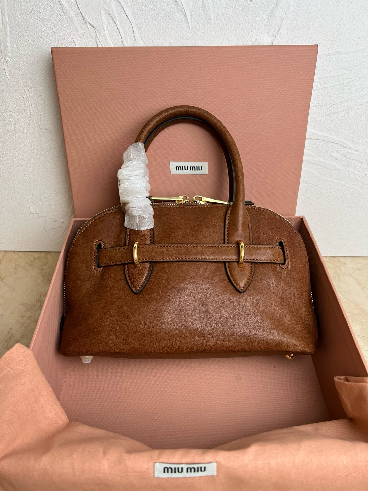 Miu Miu Aventure Small Top-handle Bag in Brown Nappa Leather