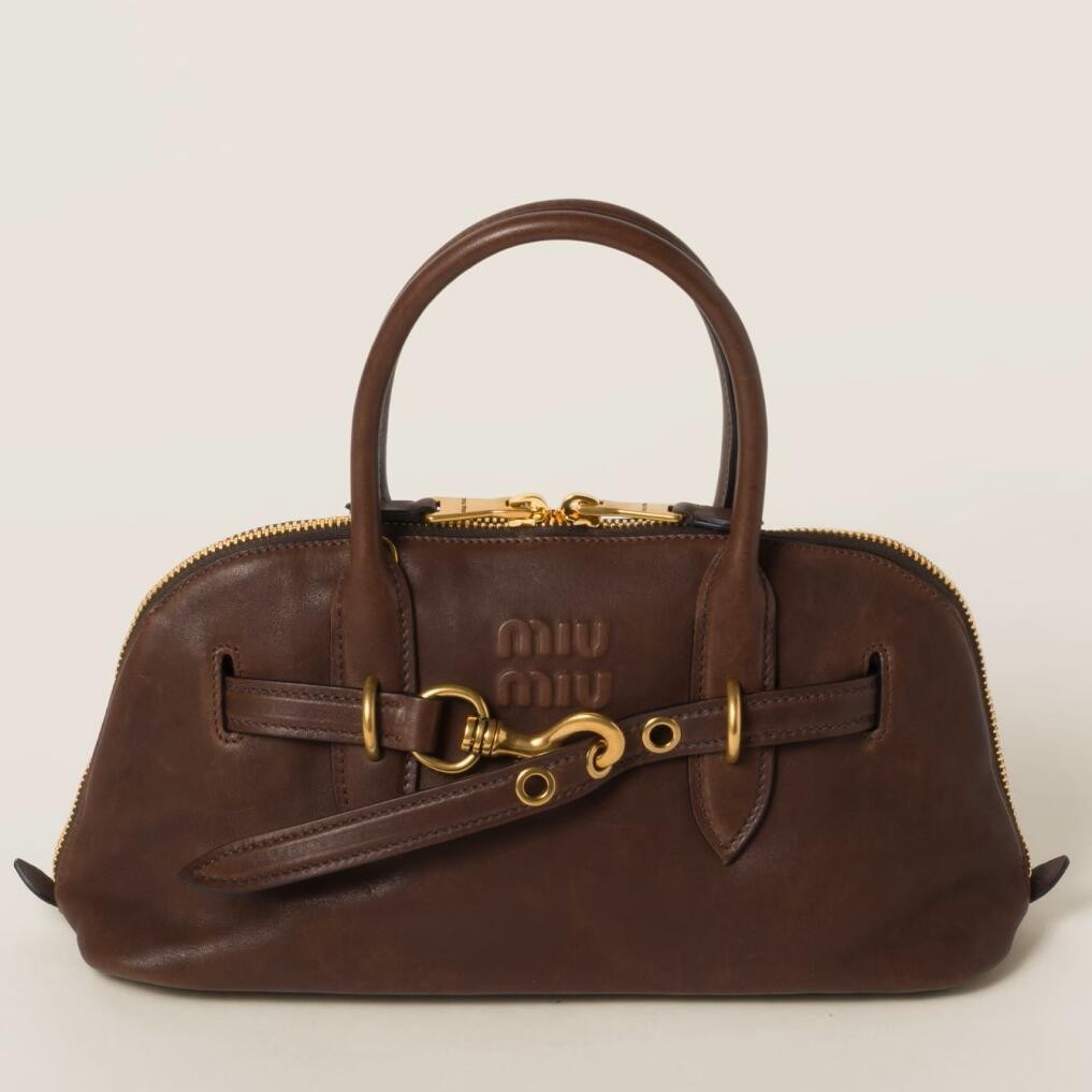 Miu Miu Aventure Medium Top-handle Bag in Briarwood Nappa Leather