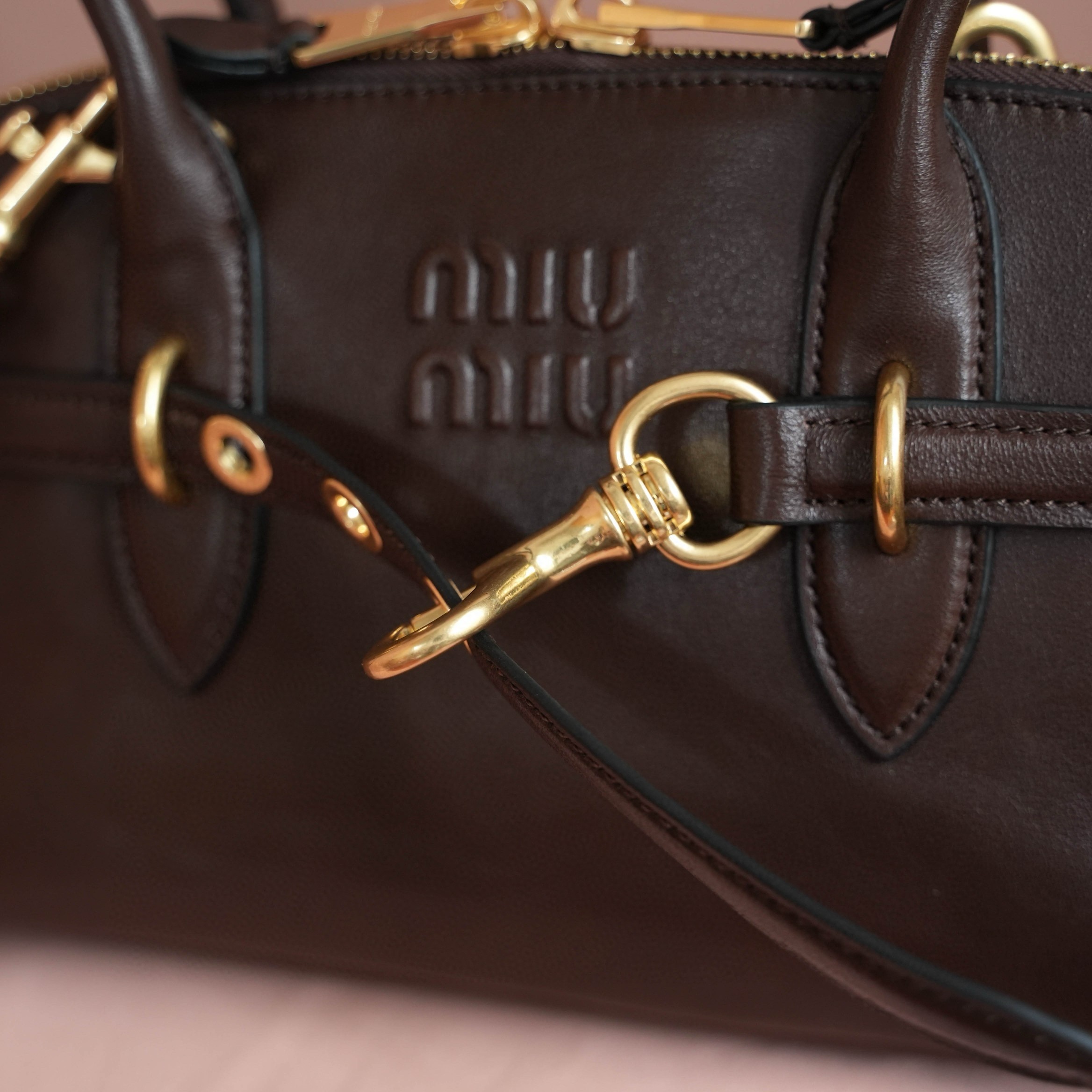 Miu Miu Aventure Medium Top-handle Bag in Briarwood Nappa Leather