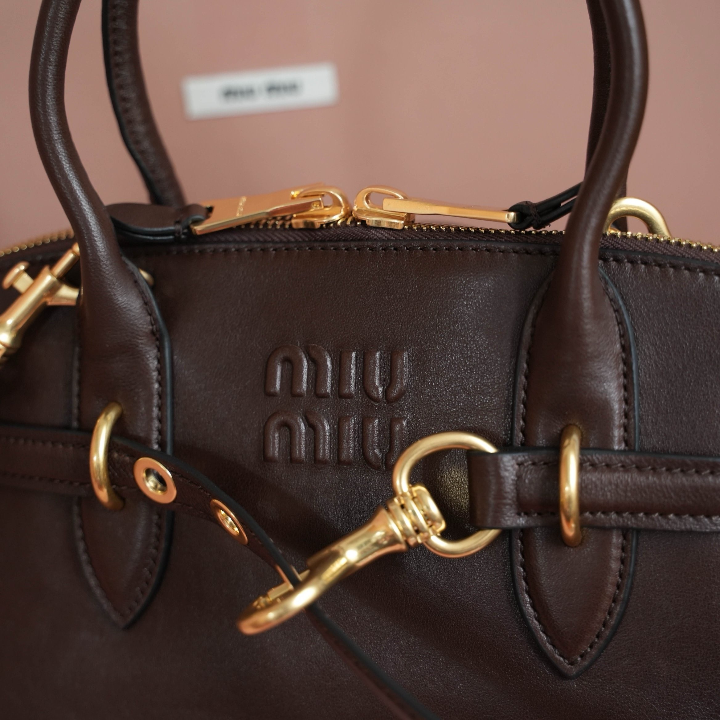 Miu Miu Aventure Medium Top-handle Bag in Briarwood Nappa Leather