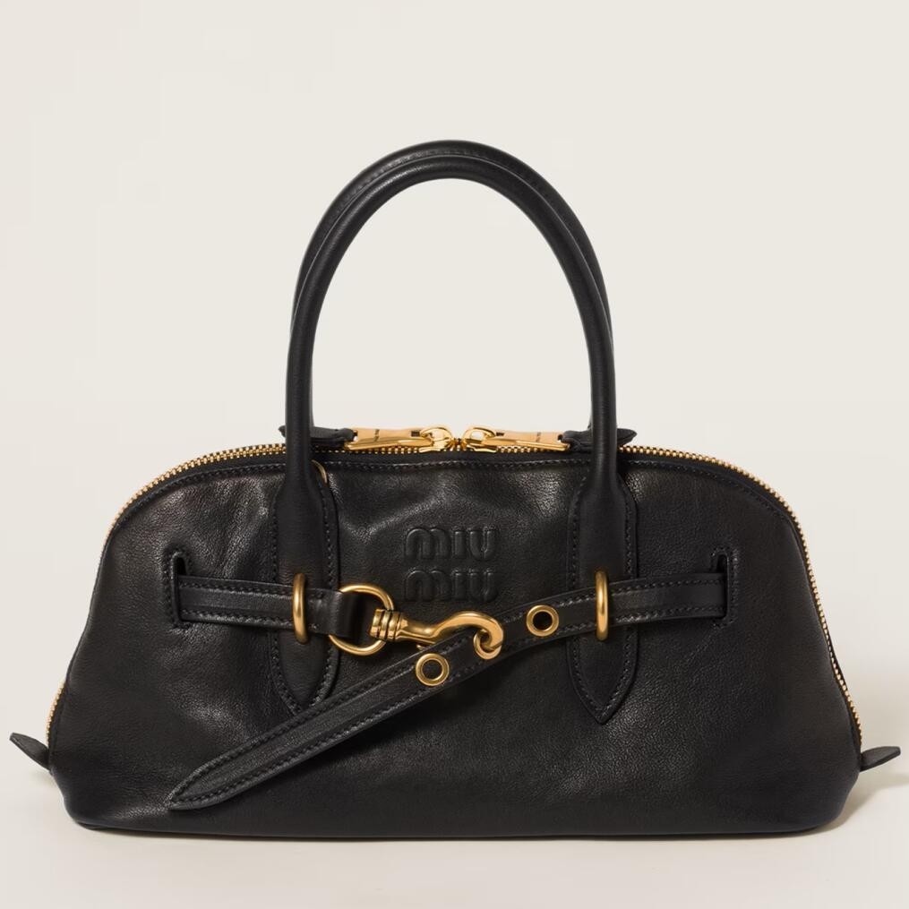 Miu Miu Aventure Medium Top-handle Bag in Black Nappa Leather