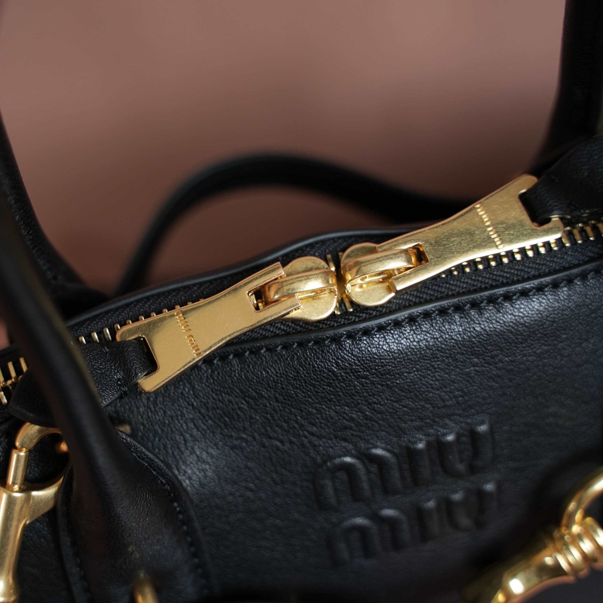 Miu Miu Aventure Medium Top-handle Bag in Black Nappa Leather