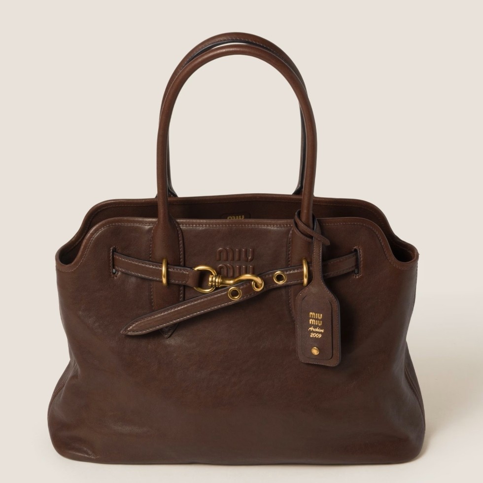 Miu Miu Aventure Large Shopper Bag in Briarwood Nappa Leather