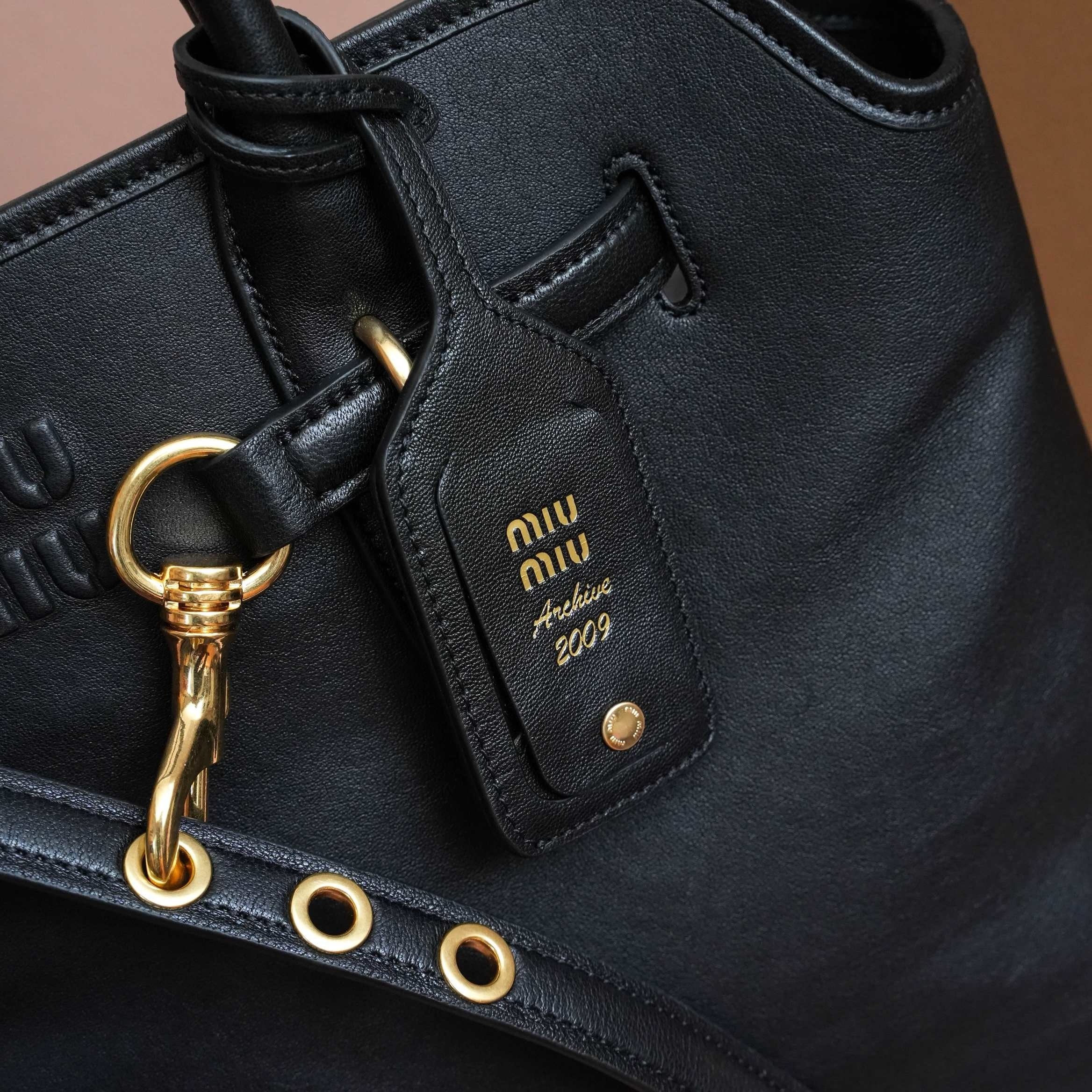 Miu Miu Aventure Large Shopper Bag in Black Nappa Leather