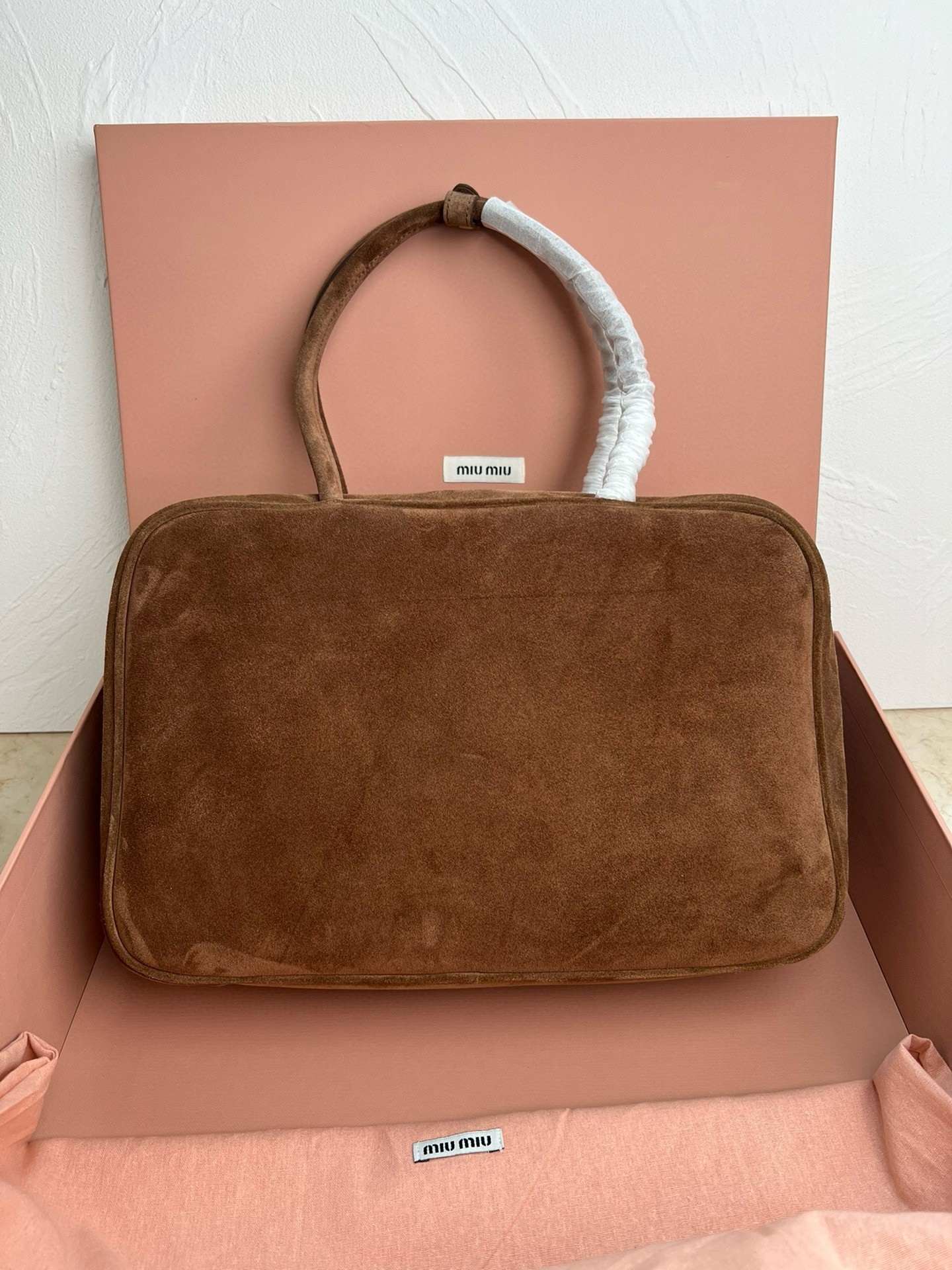 Miu Miu Beau Top-handle Bag in Brown Suede Calfskin