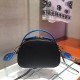 Prada Odette Black Saffiano And Blue Crocodile Bag