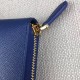 Prada Zipped Wallet In Blue Saffiano Leather