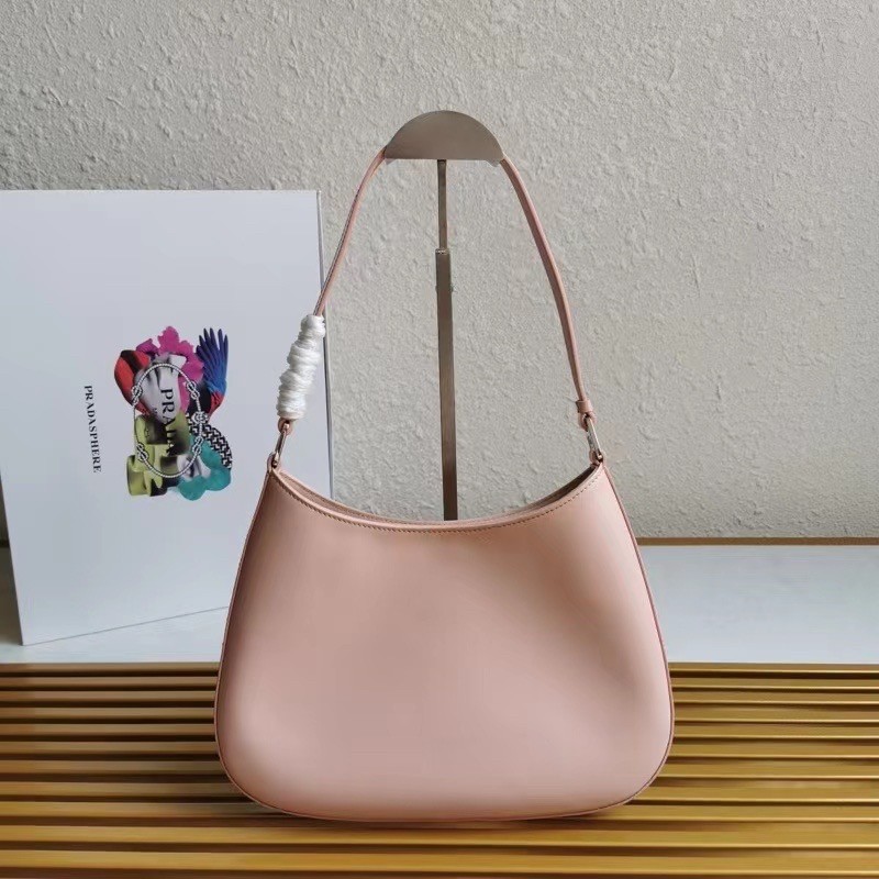 Prada Cleo Shoulder Small Bag In Pink Brushed Leather