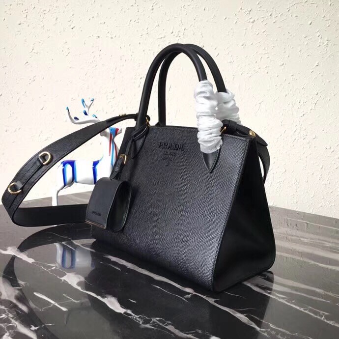 Prada Monochrome Bag In Black Saffiano Leather