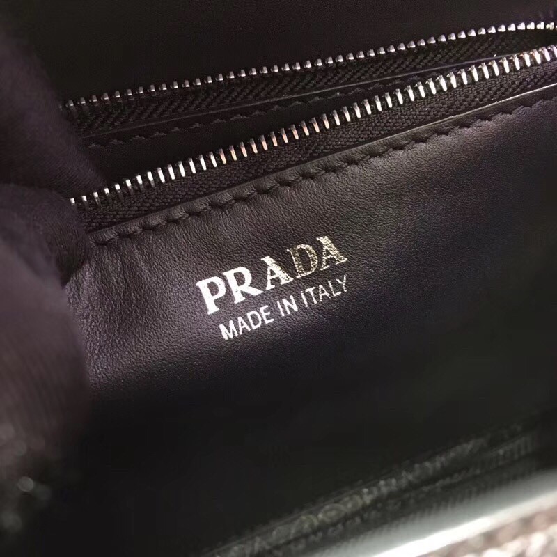 Prada Monochrome Top Handle Bag In Black Saffiano Leather