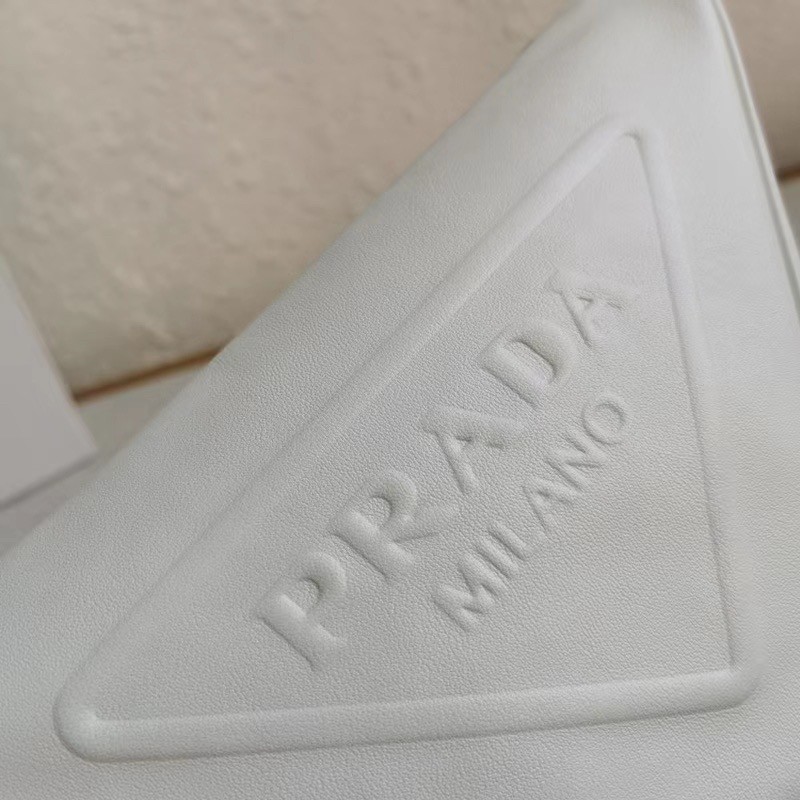 Prada Triangle Shoulder Bag In White Leather