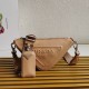 Prada Triangle Shoulder Bag In Beige Leather