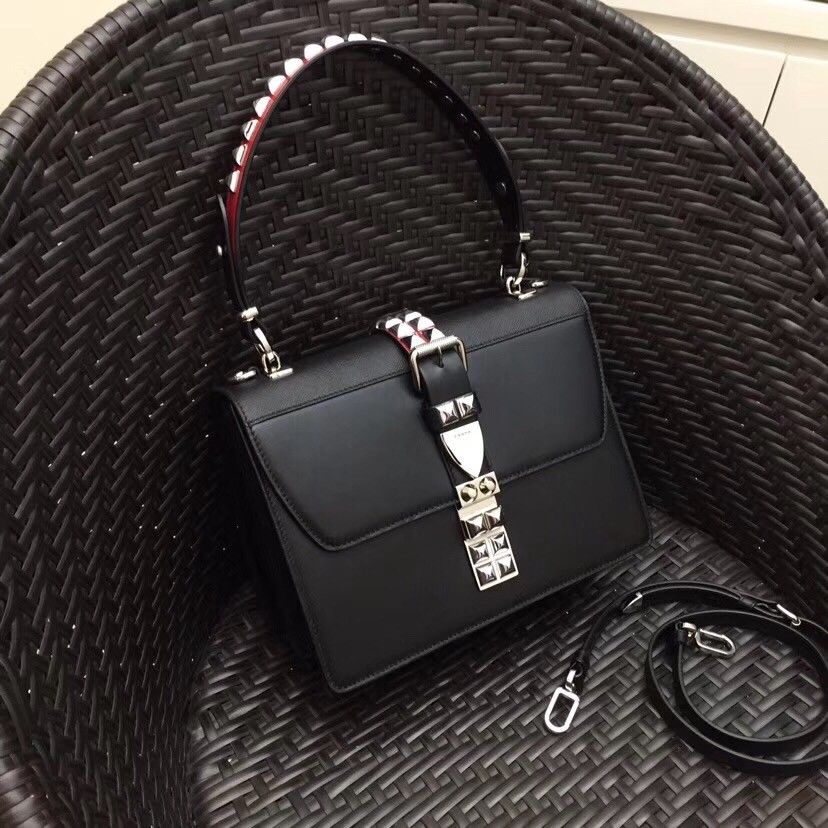 Prada Elektra Shoulder Bag In Black Calfskin