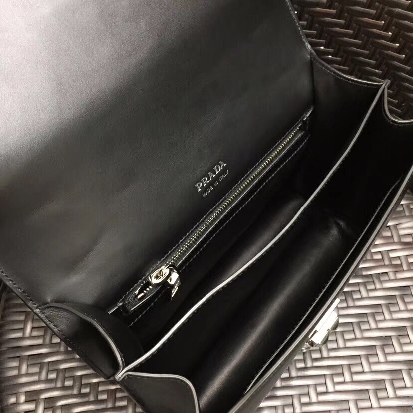 Prada Elektra Shoulder Bag In Black Calfskin