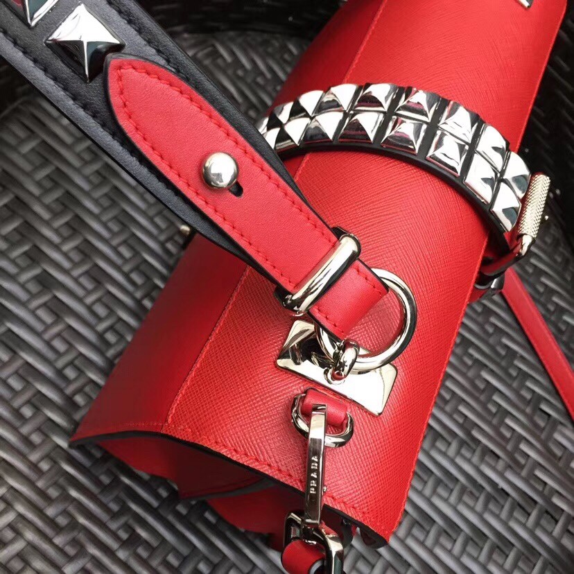 Prada Elektra Shoulder Bag In Red Calfskin