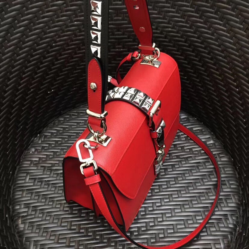 Prada Elektra Shoulder Bag In Red Calfskin