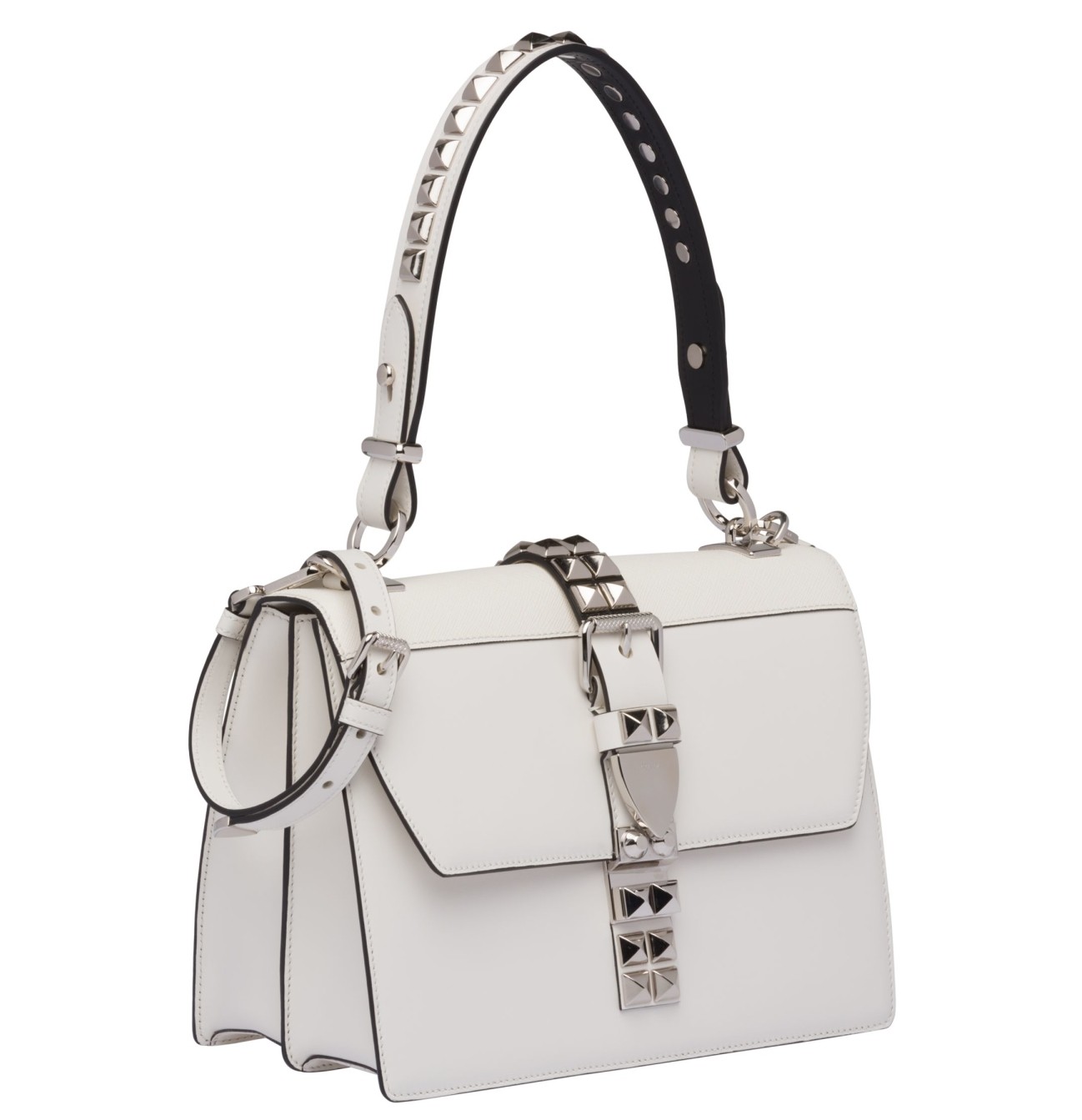 Prada Elektra Shoulder Bag In White Calfskin