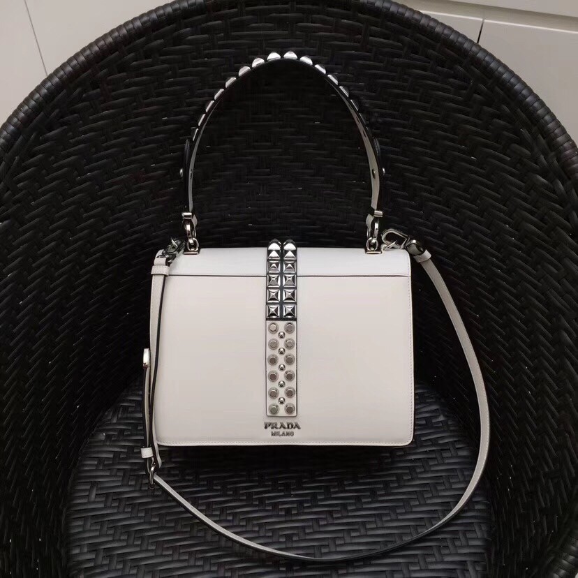 Prada Elektra Shoulder Bag In White Calfskin