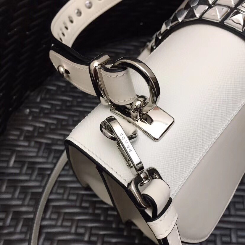 Prada Elektra Shoulder Bag In White Calfskin