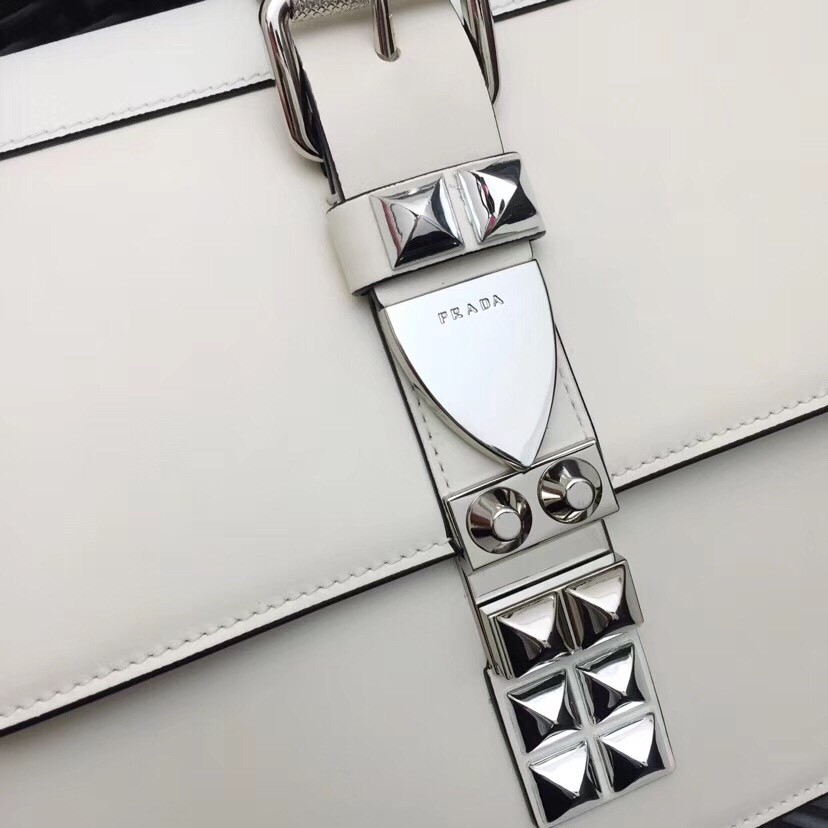 Prada Elektra Shoulder Bag In White Calfskin